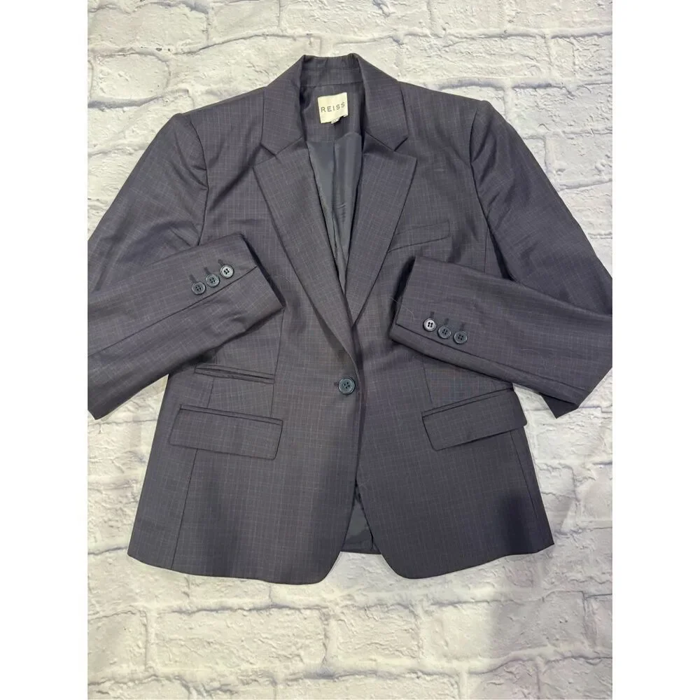 Reiss Raffy Jon checked plum ladies suit blazer size US 8 / UK 12 EUC